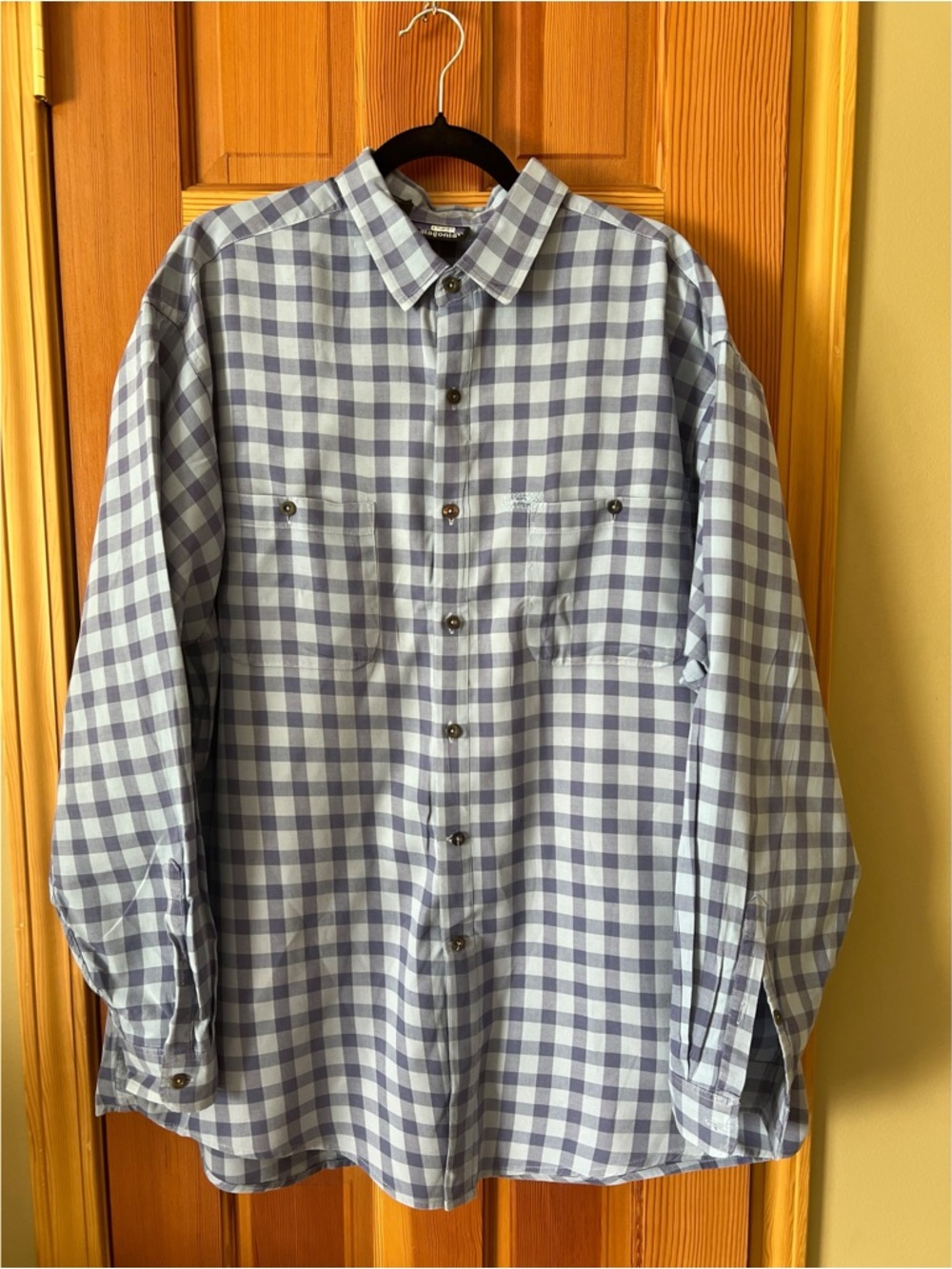 Patagonia Light Lavender and Purple Check Button-Down Shirt